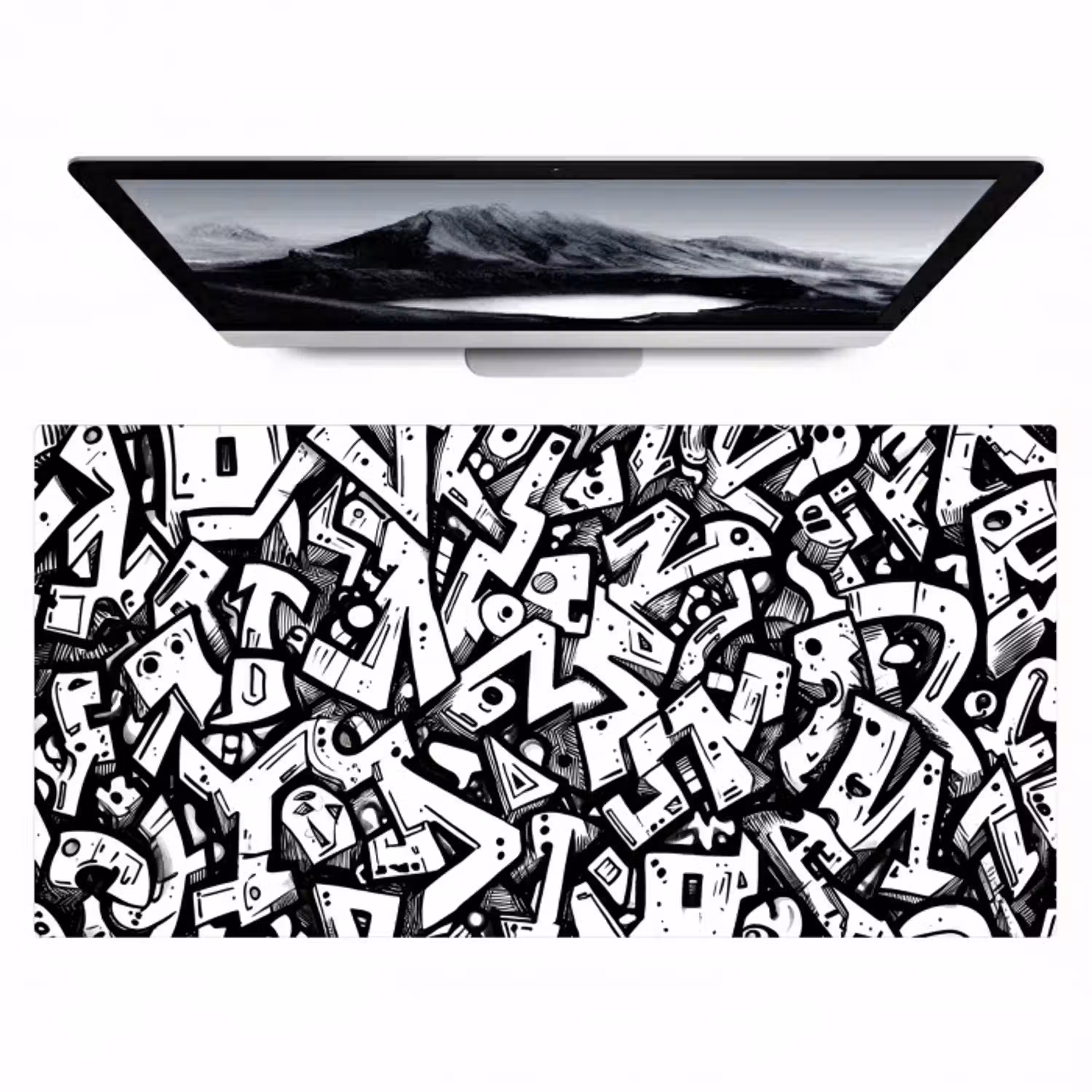 Vormen - Letters - Graffiti - Zwart Muismat XXL klein -zzz3d