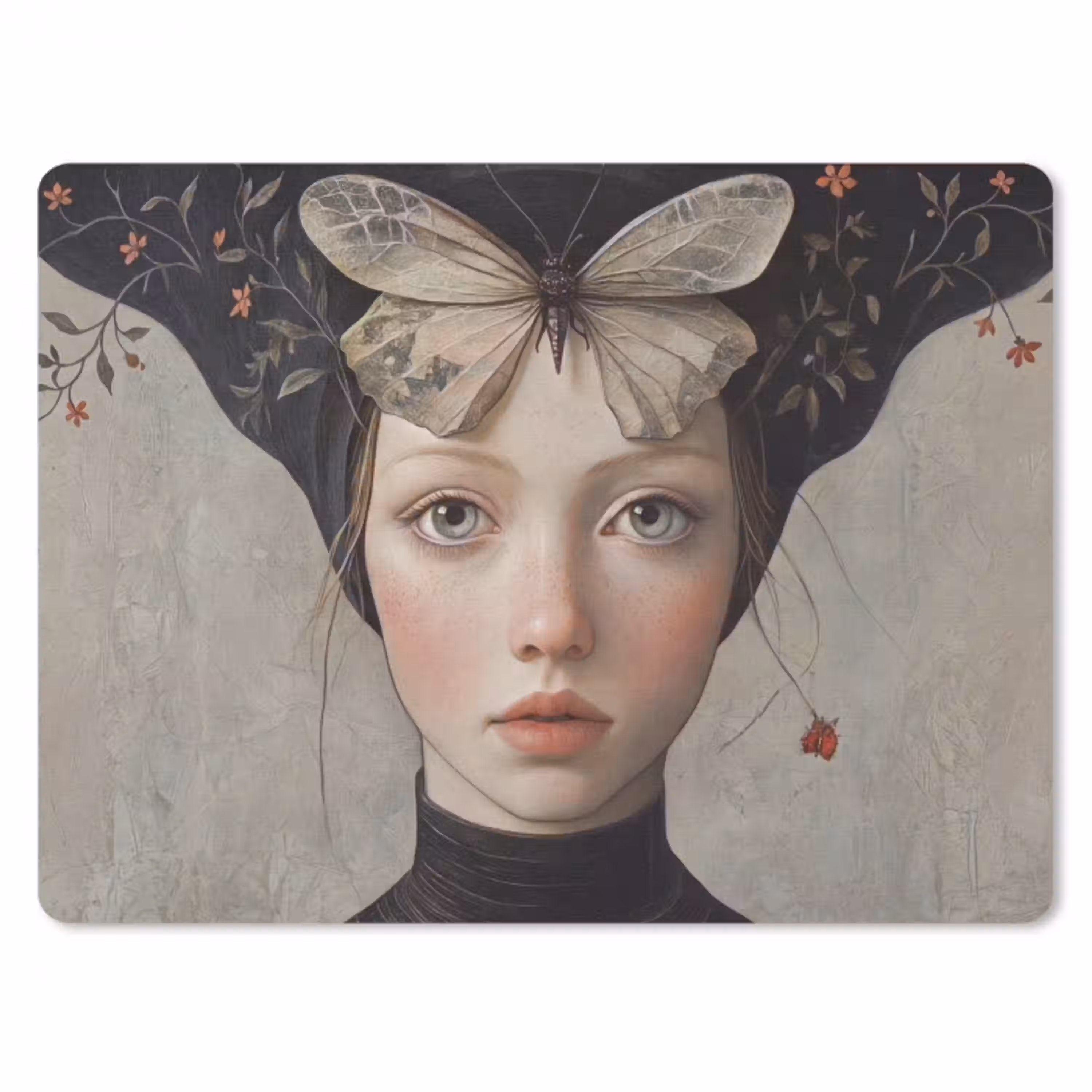 Woman - Butterfly - Art - Classic - Muted muismat rubber klein -3d