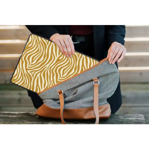 Zebra - Klassiek - Oker - Geel laptophoes neopreen klein 279 -tas