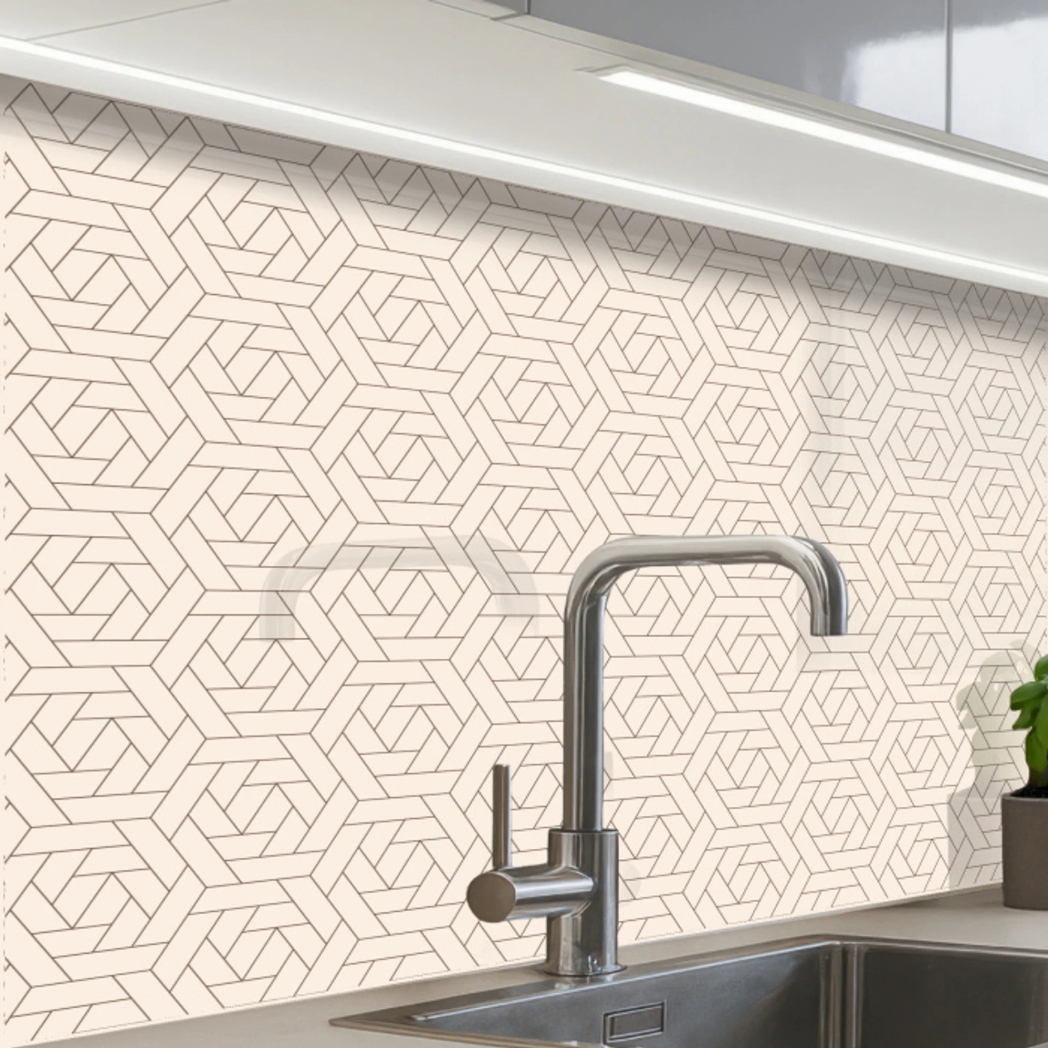 Patroon - Beige - Lijnen - Bruin keuken achterwand 2 middel 865 -zzzz3d_schuin