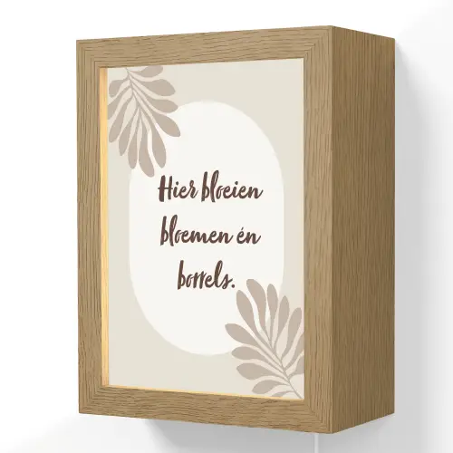 Bloemen - Quote - Zomer - Beige Light Box met kabel (Wandlamp) klein -3d
