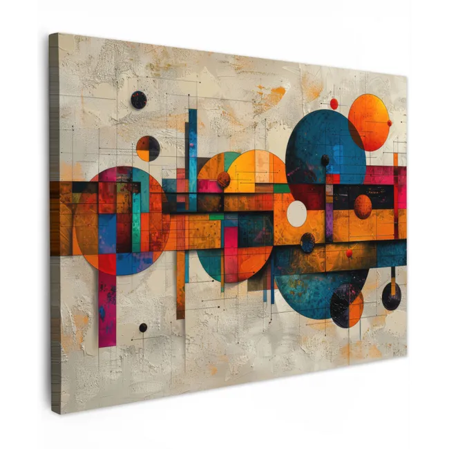 Canvas schilderij - Vintage - Moderne kunst - Oranje - Geometrische vormen