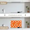 Patroon - Retro - Oranje keuken achterwand spatscherm klein 900 -voor_na_ES