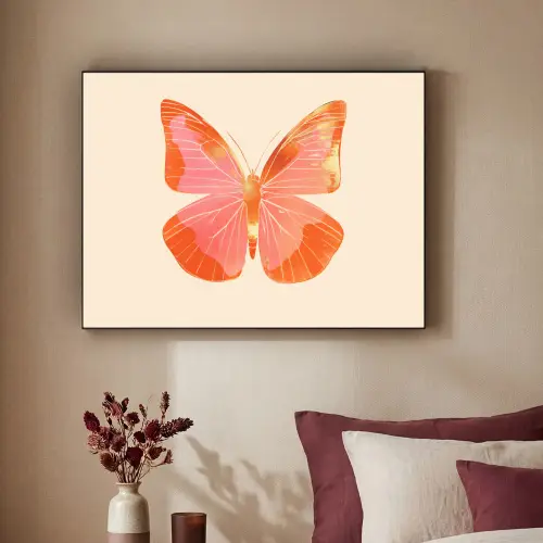 Vlinder - Minimalistisch - Roze Textielframe zwart klein -sfeer1
