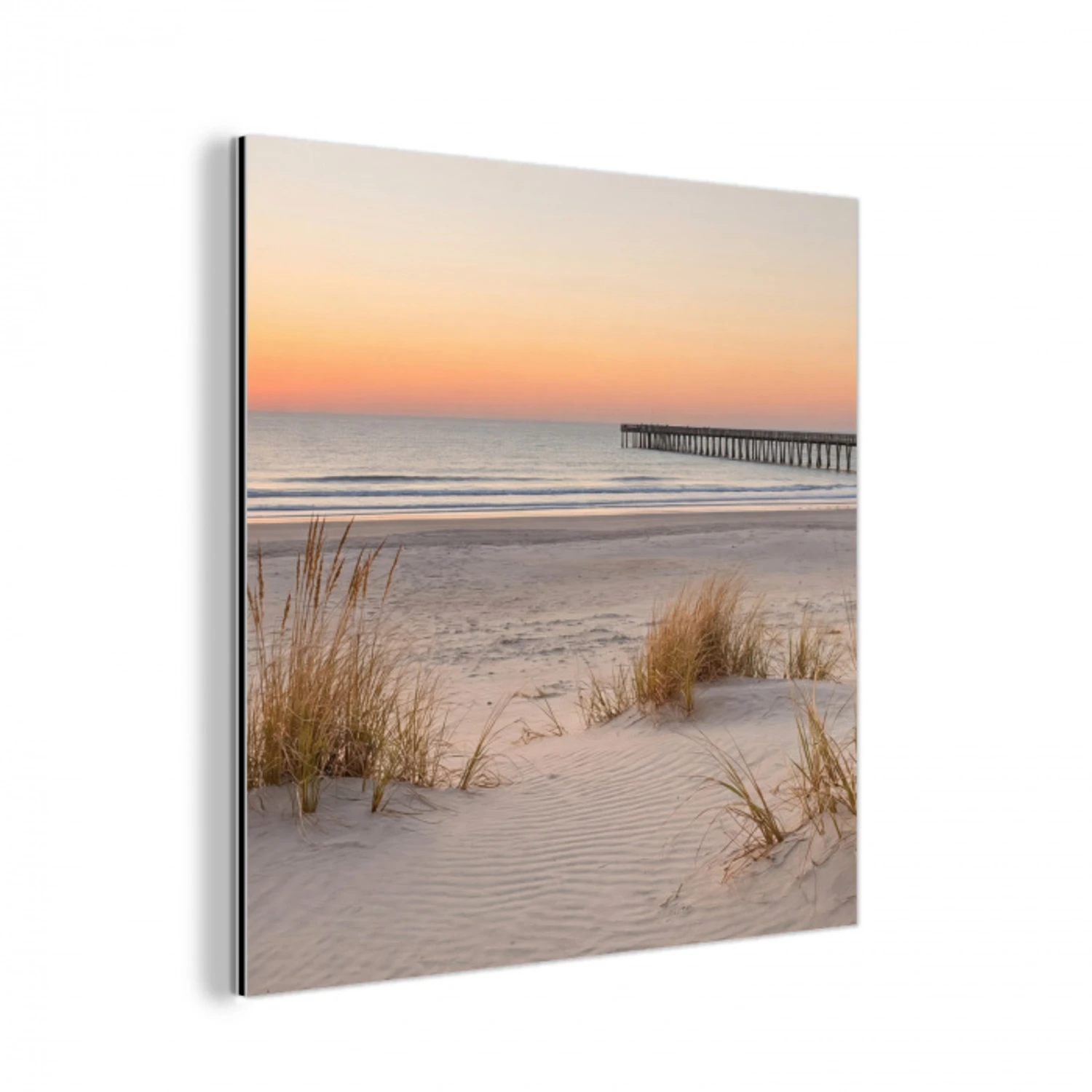 Pier - Zonsondergang - Strand aluminium wit klein -3d