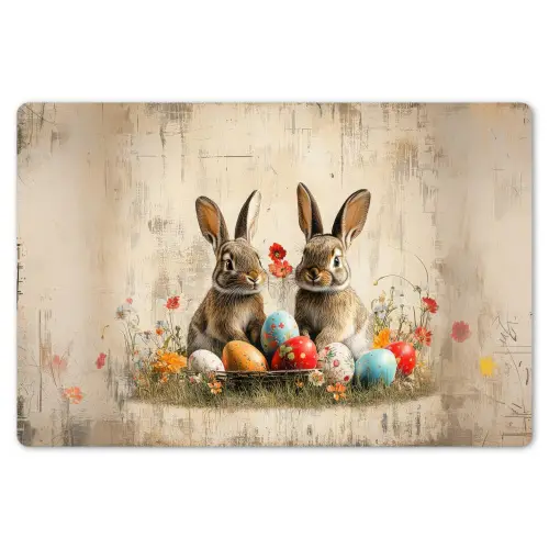 Konijnen - Bloemen - Eieren Placemat vinyl groot -zzsfeer1_Kitchenyeah-website