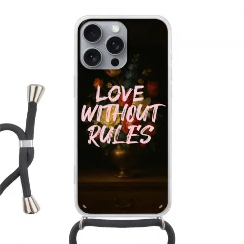 Liefde - Modern - Bloemen Hoesje iPhone 16 Pro Max met koord klein -3d