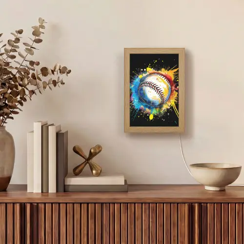 Graffiti - Sport - Baseball - Honkbal Light Box met kabel (Tafellamp) klein -sfeer2