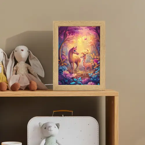Paard - Hert - Sprookjesbos - Paars Light Box met kabel klein -sfeer2_kind