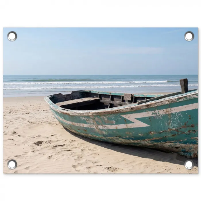 Boot - Zandstrand - Zee tuinposter los doek klein -3d