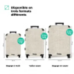 Linnen - Textuur - Beige NBS - Handbagage koffer - Volwassenen Unisex middel zzzzzzVergelijking_3FR