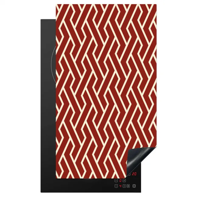 Rood - Beige - Patroon - Lijnen Inductie beschermer vinyl 3mm middel 564 -3d
