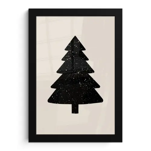 Kerstboom - Zwart - Feestdagen - Beige fotolijst zwart zonder passe partout klein -3d