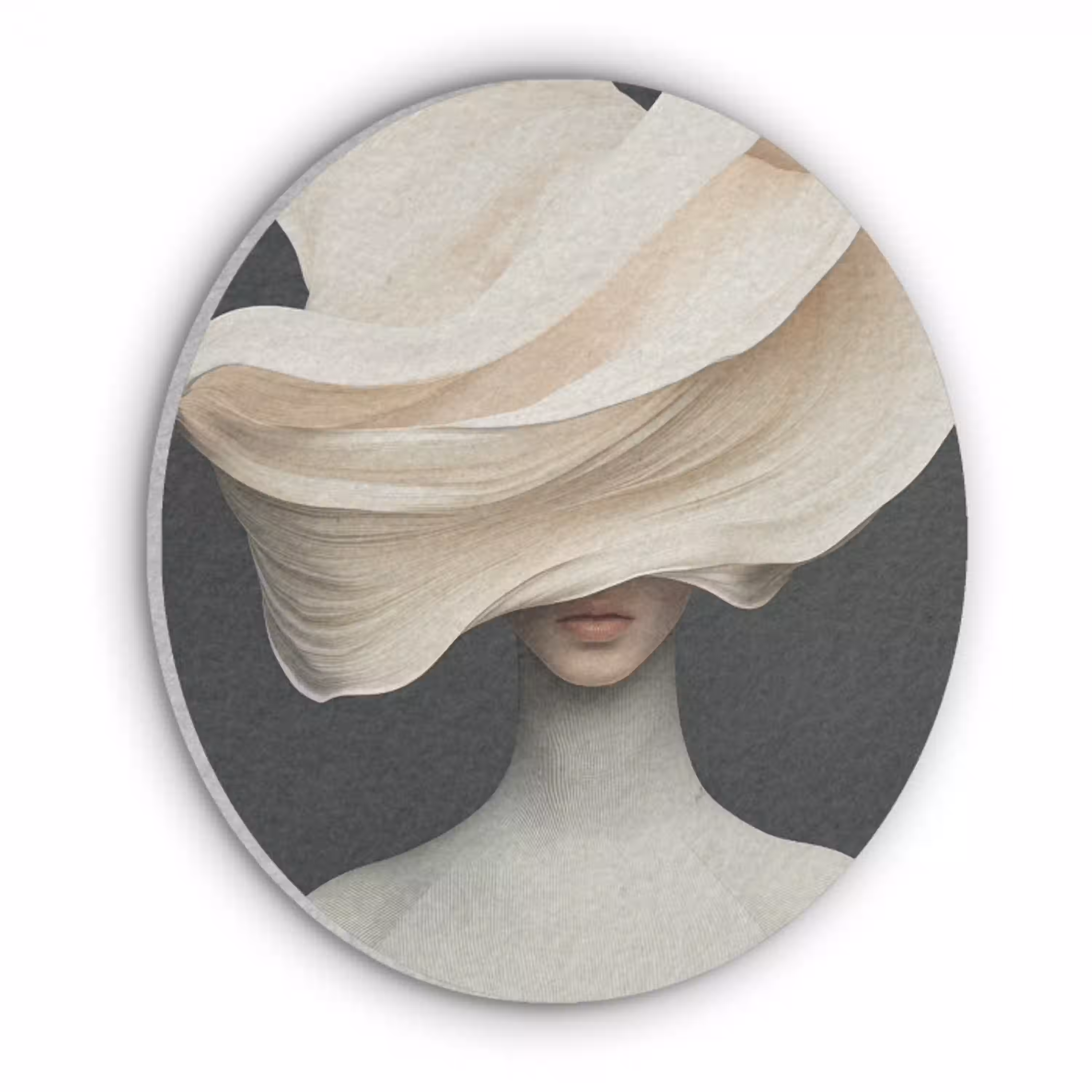 Vrouw - Beige - hoed Akoestische PET Vilt - Rond klein -3d