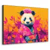 Kimono - Roze - Panda - Bloemenkroon Textielframe zwart klein -3d