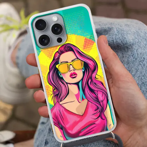 Zonnebril - Vrouw - Zonnig - Geel Hoesje iPhone 16 Pro Max met koord klein -sfeer3