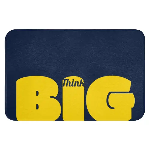 Think big - Blauw - Geel Badmat klein -3d