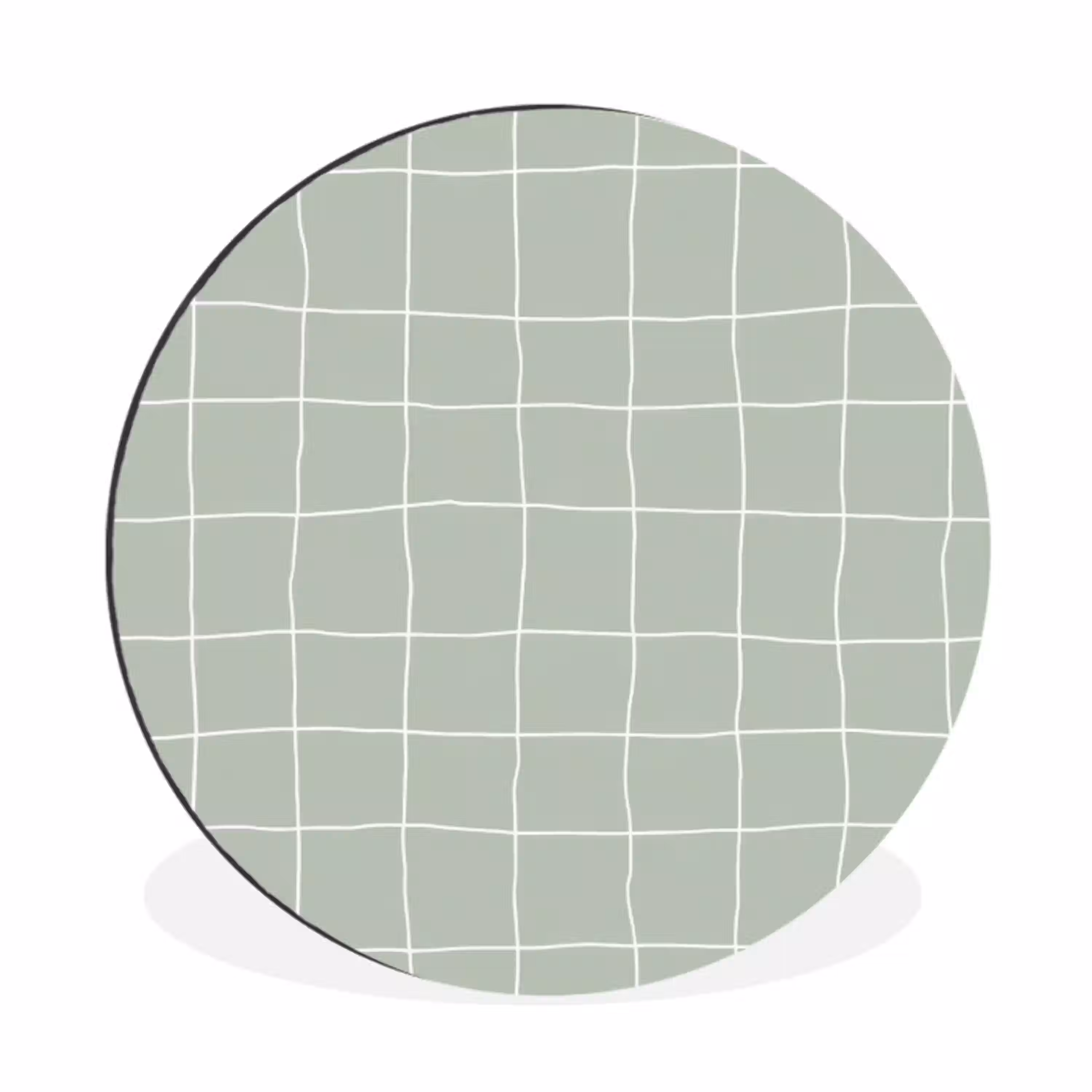 Ruitpatroon - Golvend - Groen Wandcirkel aluminium klein 190 -3d