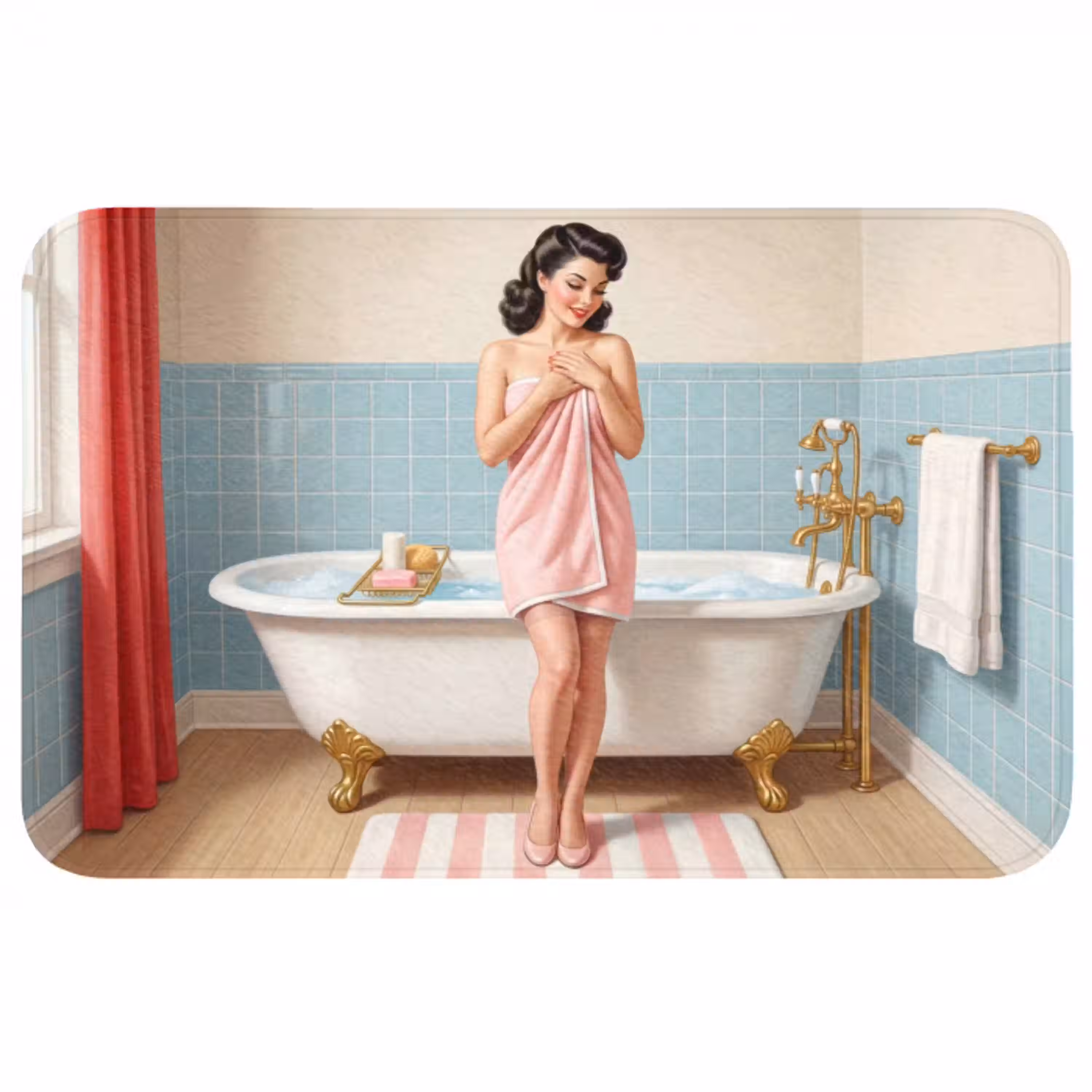 Badkamer - Vrouw - Roze WCmat middel -3d