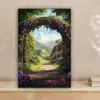 Doorkijk - Rozenboog - Uitzicht - Landschap - Bloemen canvas 2cm klein -sfeer1