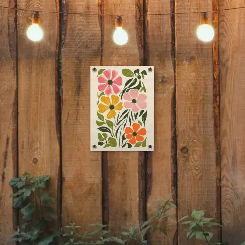 Bloemen - Speels - Kleurrijk tuinposter los doek klein -sfeer1