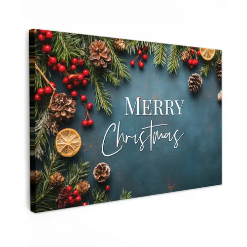Merry Christmas - Blauw - Kerst - Winter Tuinposter op houten frame 2 cm dik klein -3d