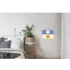 Cirkels - Symmetrisch - Wit - Blauw- Geel textielposter latten blank klein -woonkamer