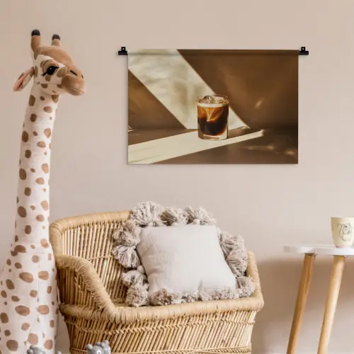 Glas - Ijskoffie - Schaduw - Bruin Wandkleed katoen klein -wsfeer5_kind
