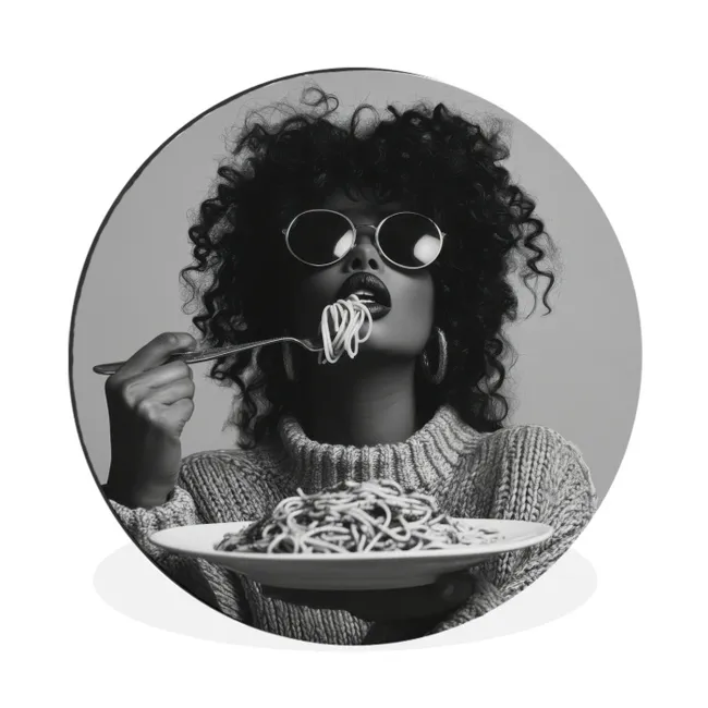 Muurcirkel aluminium Vrouw - Pasta - Zwart - Wit