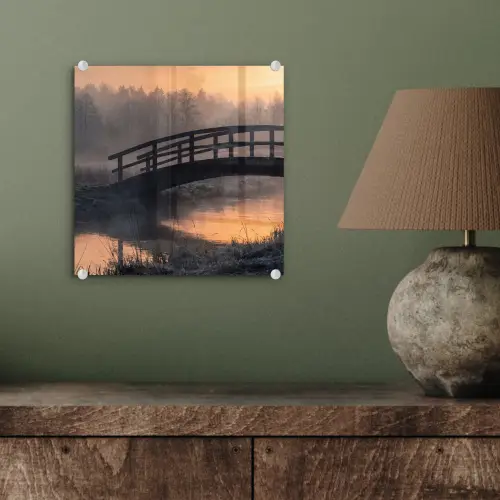 Brug - Mist - Bomen - Water plexiglas 5mm klein -sfeer3