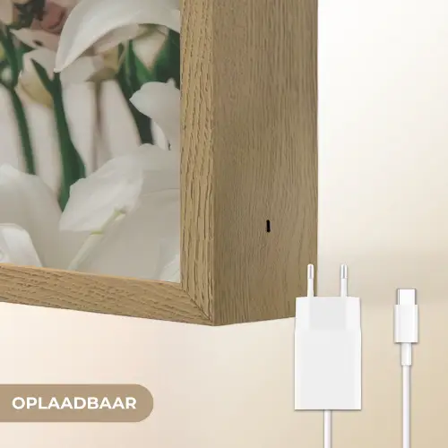 Lelies - Boekte - Wit - Meeldraden Light Box met batterij (Wandlamp) middel -USP_websiteoplaadbaarNL