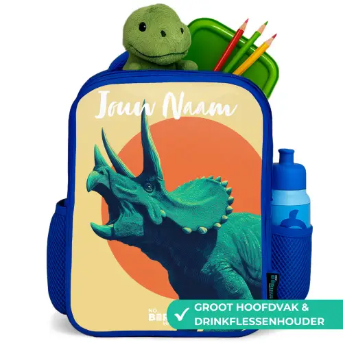 Dino - Triceratops  - Dier Kinderrugzak - Blauw middel -inhoud_NL