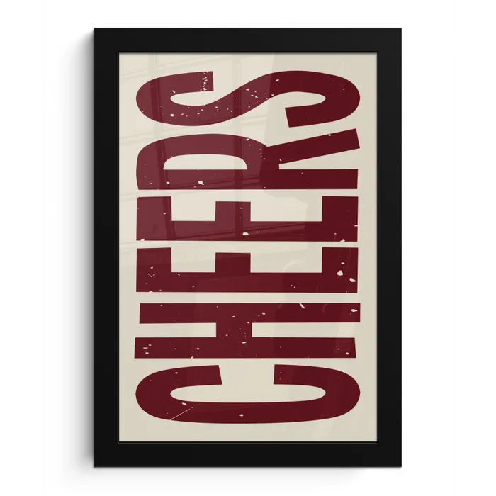 Red - Cheers - Decoratie - Beige fotolijst zwart zonder passe partout klein -3d