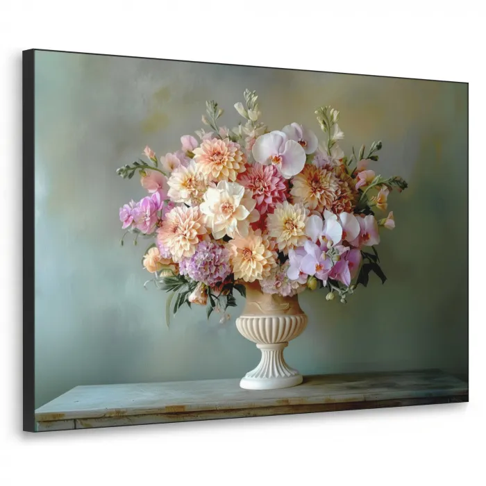 Orchidee - Boeket - Vaas - Bloemen Textielframe - compleet frame klein -3d