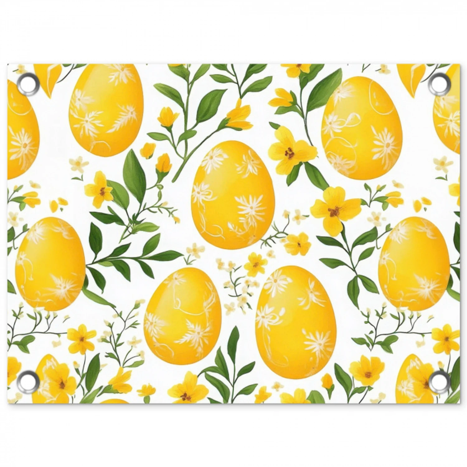 Bloemen - Paaseieren - Geel tuinposter los doek klein -3d