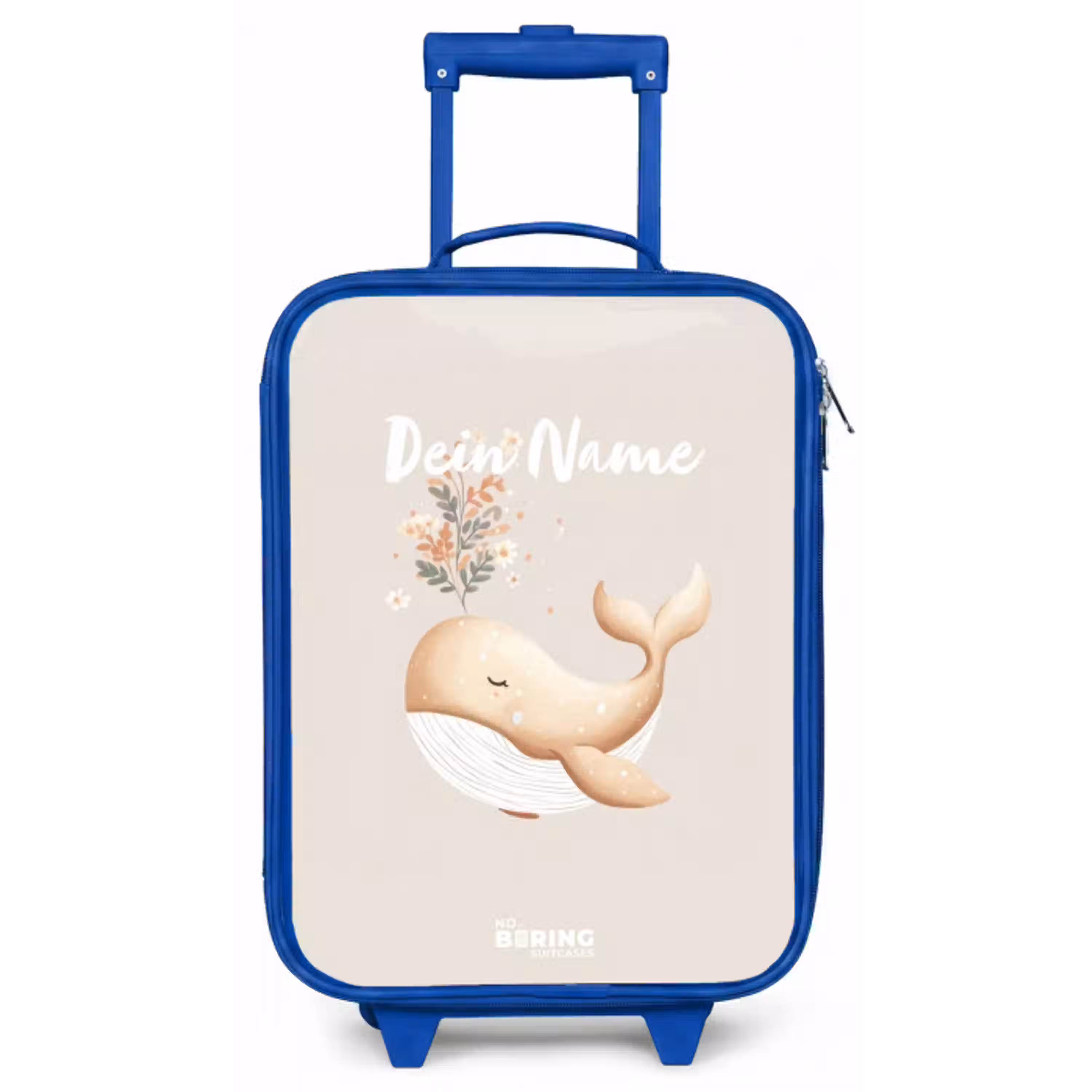 Walvis in pastel beige kleuren Kinderkoffer - Blauw klein -zz3dotto