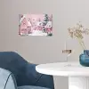 Kerstdorp - Roze - Winter - Sneeuw - Huizen poster papier klein -sfeer3