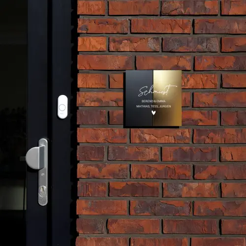 Half goud zwart - Sierlijk Naambord Vierkant klein -sfeer1-XS