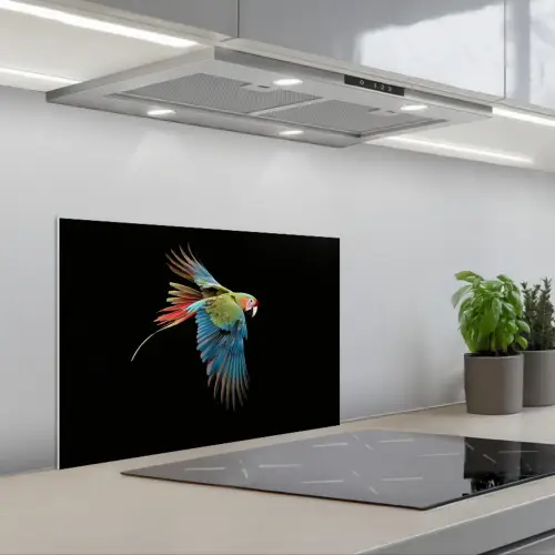 Papegaai - Kleurrijk - Vleugels - Sierlijk keuken achterwand spatscherm klein -3d_schuin