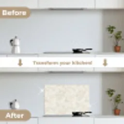 Crèmebeige - Marmer - Aders keuken achterwand spatscherm klein 900 -voor_na_EN