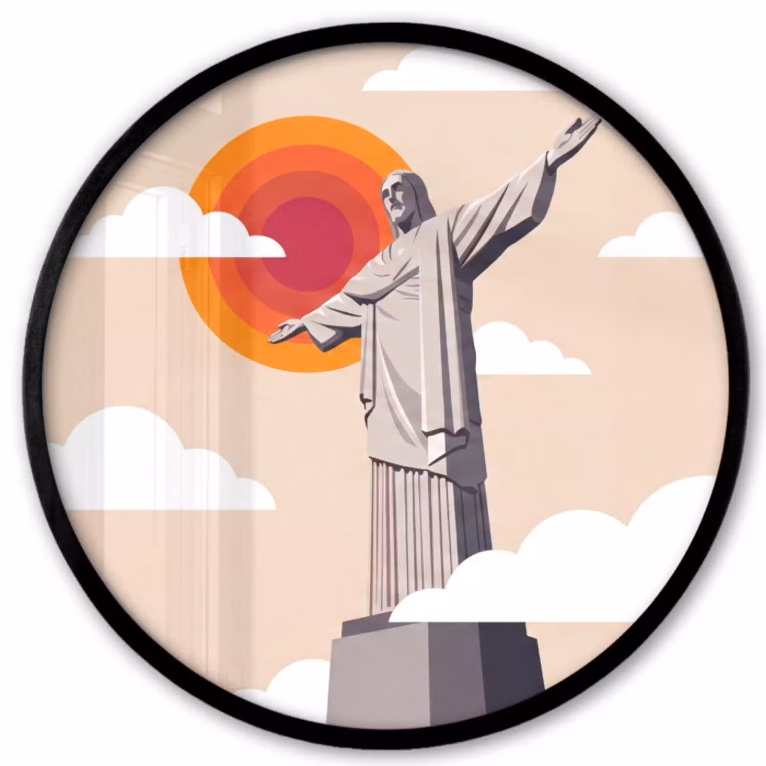Monument - Stad - Zonsondergang - Minimalistisch - Oranje Fotolijst rond zonder passe partout klein -3d