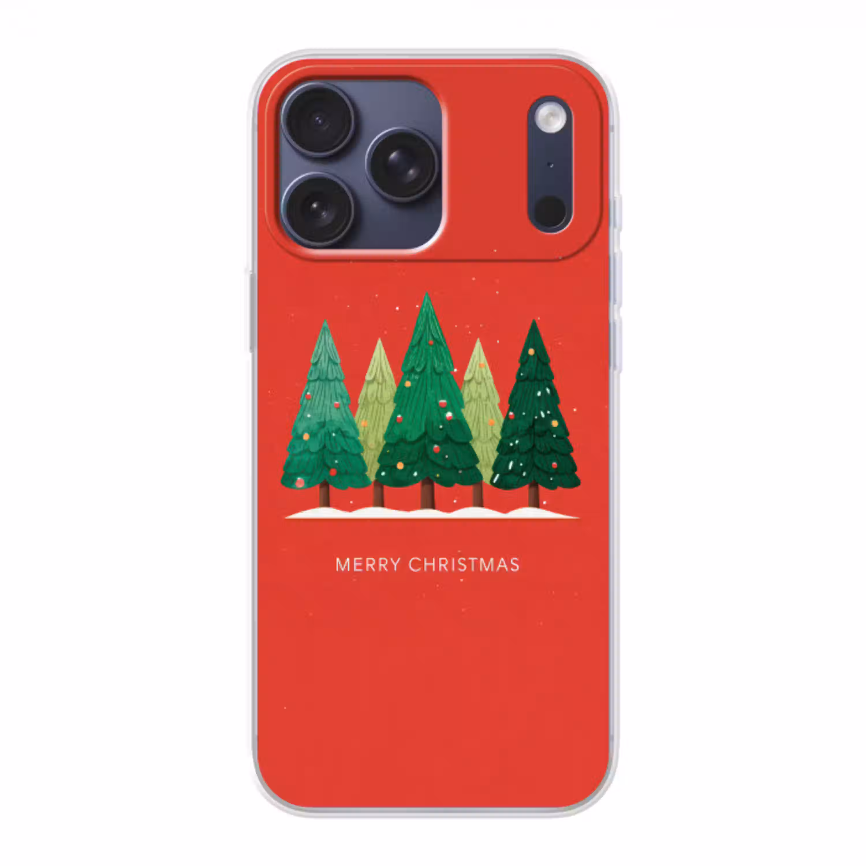 Minimalistisch - Kerstbomen - Rood - Sneeuw Telefoonhoesje iPhone 17 Pro Max klein -3d
