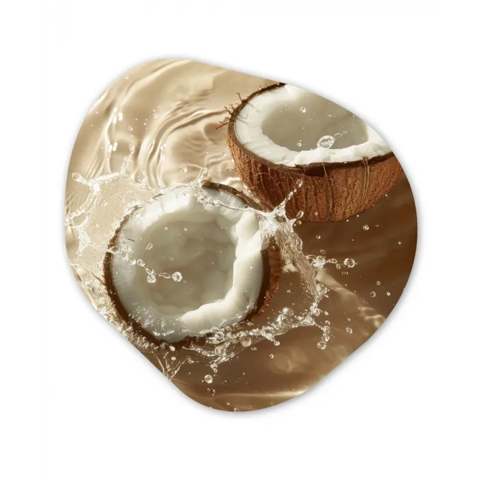 Kokosnoot - Water - Beige - Spetters Wandcirkel Organisch Plexiglas middel -3d
