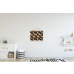Orchideeën - Lijntekening - Patroon - Beige - Zwart textielposter latten blank klein 122 -kinderkamer