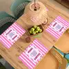 More coffee - Roze - Paars - Strepen - Mok Placemat vinyl groot -zzsfeer5_Kitchenyeah-website