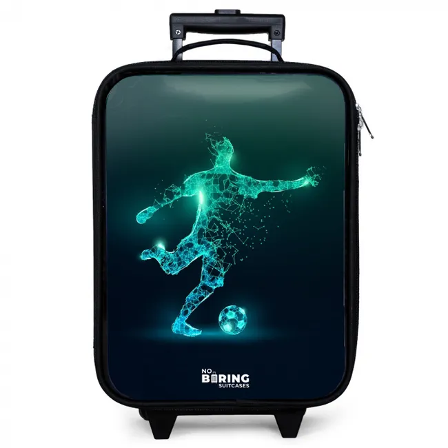 Voetballer trapt met kracht in digitale vorm Kinderkoffer - Zwart klein -zzz_website3d