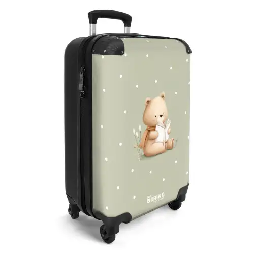 Een bruine beer die een boek leest - Groen NBS - Handbagage koffer - Volwassenen Unisex middel -productfoto_3d