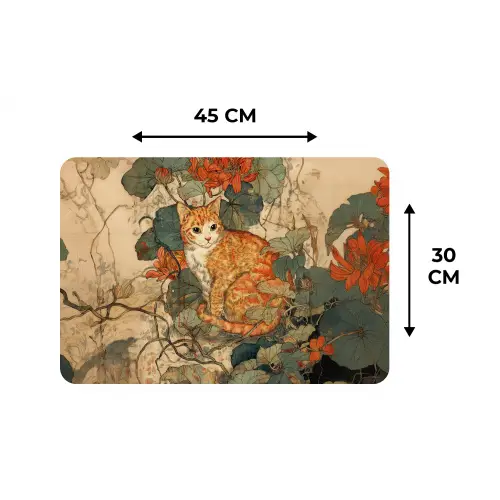 Kat - Sierlijk - Bloemen Placemat vinyl groot -specs