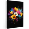 Bloemen - Kleurrijk - Graffiti - Modern - Boeket Tuinposter op houten frame 2 cm dik klein -3d