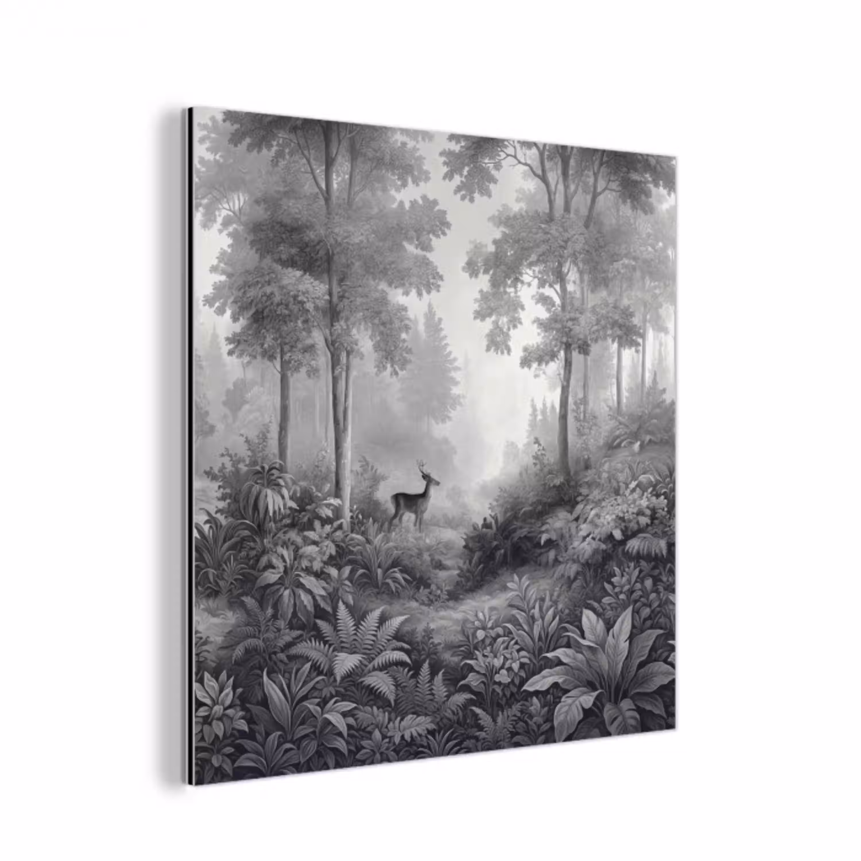 Bos - Hert - Zwart - Wit aluminium wit klein -3d